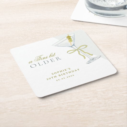 ティニの少し年上のマルティニのカクテルバースデーパーティー スクエアペーパーコースター (アングル)