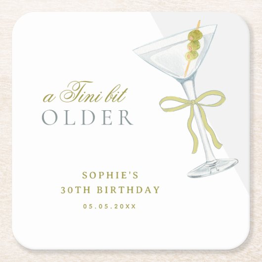 ティニの少し年上のマルティニのカクテルバースデーパーティー スクエアペーパーコースター (正面)