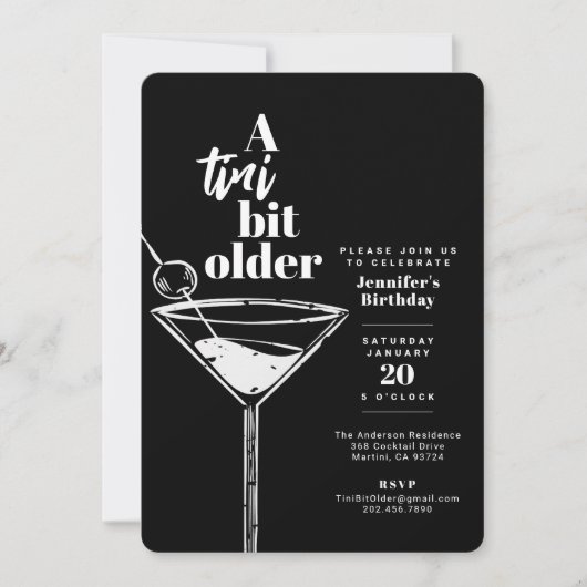 ティニの少し年上の黒いマルチニの誕生日パーティー 招待状 (正面)