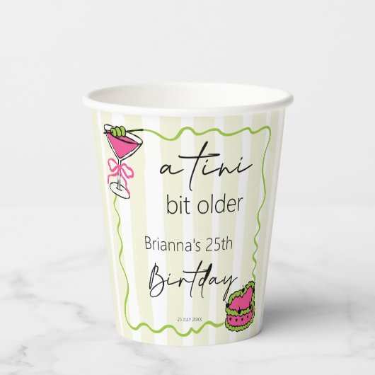ティニは少し古いハンドラウンのレトロな誕生日カスタム 紙コップ (裏面)