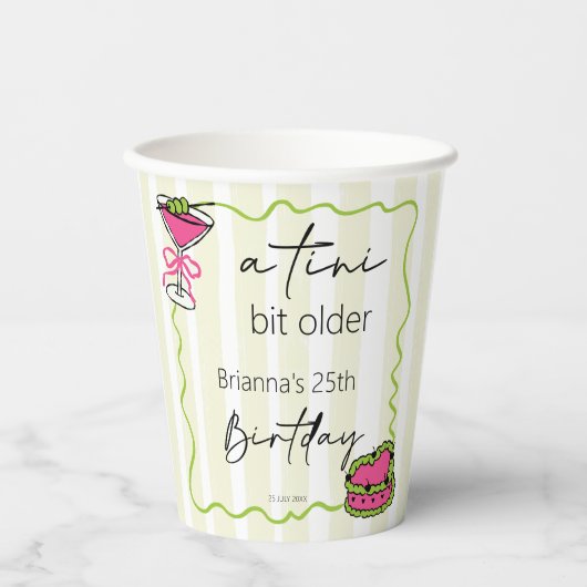 ティニは少し古いハンドラウンのレトロな誕生日カスタム 紙コップ (正面)