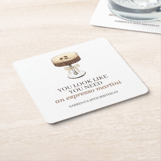 ティニは少し年上のエスプレッソ・マルティニ党の好意 スクエアペーパーコースター (アングル)