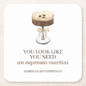 ティニは少し年上のエスプレッソ・マルティニ党の好意 スクエアペーパーコースター (正面)