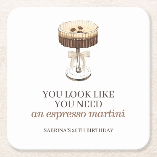 ティニは少し年上のエスプレッソ・マルティニ党の好意 スクエアペーパーコースター (正面)