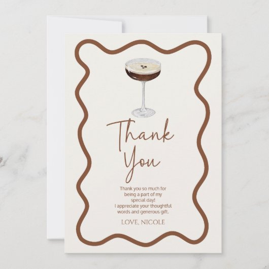 ティニは少し年上の表現式マルティニ誕生日パーティー サンキューカード (正面)