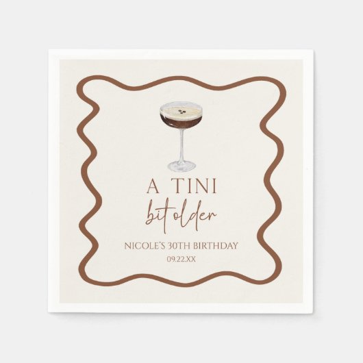 ティニは少し年上の表現式マルティニ誕生日パーティー スタンダードカクテルナプキン (正面)