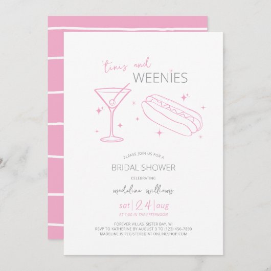 ティニスとウェニーヴィンテージブライダルシャワー 招待状 (正面/裏面)