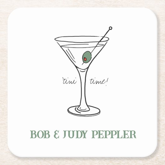 ティニタイムパーソナライズされた紙コースター スクエアペーパーコースター (正面)