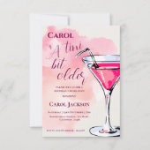 ティニビットより古いピンクマルティニカクテル誕生日 招待状 (正面)