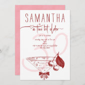 ティニビットオールドボーモダンさくらんぼマルチニ誕生日 招待状 (正面/裏面)