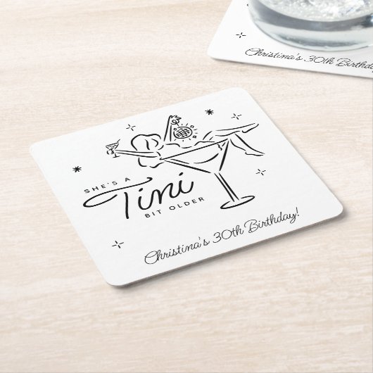 ティニビットオールドマお洒落ルティニ誕生日 スクエアペーパーコースター (アングル)