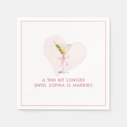 ティニビット長いブライダルシャワーボウトレンディーマルティーニ スタンダードカクテルナプキン (正面)