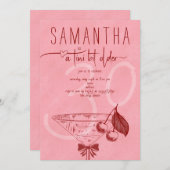 ティニモダンビットオールドさくらんぼマルチニボウ誕生日 招待状 (正面/裏面)