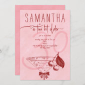 ティニモダンビットオールドボウさくらんぼマルチニ誕生日 招待状 (正面/裏面)