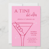 ティニモダンビット古いピンク40歳の誕生日パーティー 招待状 (正面)