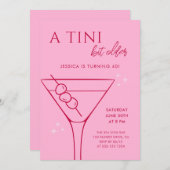 ティニモダンビット古いピンク40歳の誕生日パーティー 招待状 (正面/裏面)