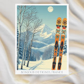 ティニュフランスのスキー休暇レトロポストカード ポストカード