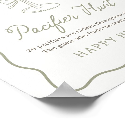 ティニワンマルティーニベビーシャワーおしゃぶり狩り標識 ポスター (角)