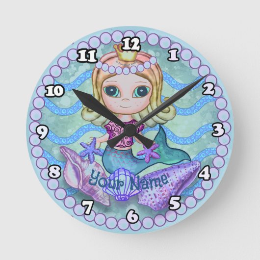 ティニーマーメイド ラウンド壁時計 (正面)