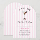 ティニー ワン マティーニ ピンク ガール ベイビー シャワー 招待状 (正面/裏面)