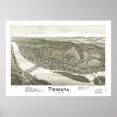 ティネスタペンシルバニア1896アンティークパノラママップ ポスター (正面)