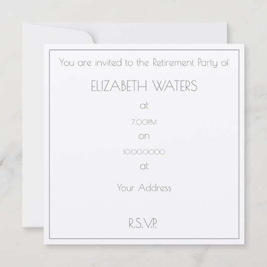 ティビクトリアンーカップ退職パーティの招待状カード 招待状 (裏面)