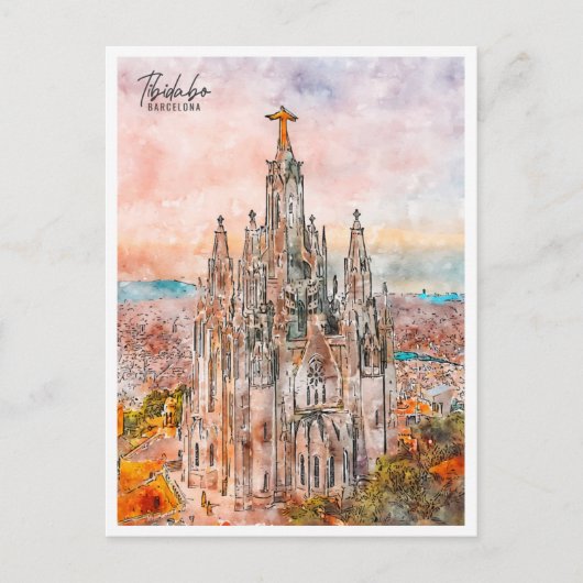 ティビダボバルセロナヴィンテージ旅行水の色 ポストカード (正面)