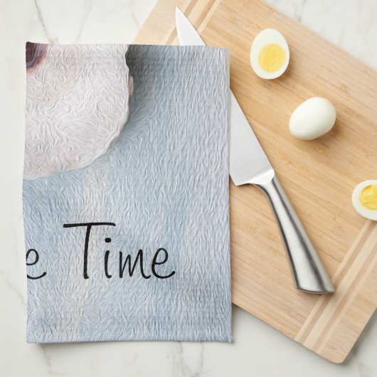 ティビーアイランドジョージアブルーオイスターデザイン キッチンタオル (四つ折り)