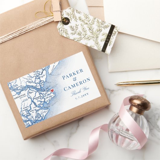 ティビーエレガントアイランドジョージアの地図結婚式の引き出物 長方形シール (ギフト)