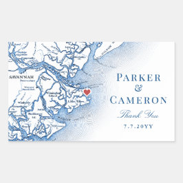 ティビーエレガントアイランドジョージアの地図結婚式の引き出物 長方形シール