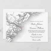 ティビーエレガントアイランドGAマップ白黒結婚ズ 招待状 (正面/裏面)