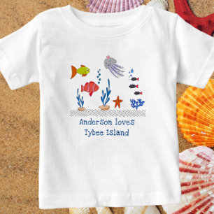 ティビー島GAおもしろい海魚お子様名 ベビーTシャツ