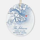 ティビー島GAマップの結婚写真クリスマス セラミックオーナメント (左)