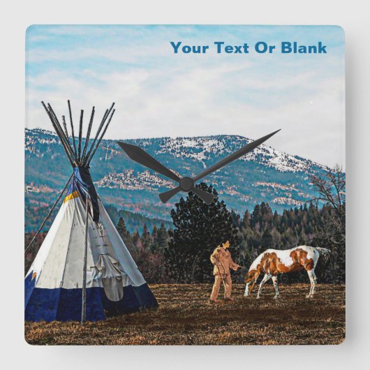 ティピウィンターキャンプ スクエア壁時計 (正面)