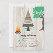 ティピキャンプアウト誕生日パーティーの招待 招待状 (正面)