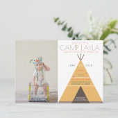 ティピキャンプ |最初の誕生日フォト招待状 招待状 (スタンド正面)