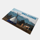 ティピ – ウィンターキャンプ – ようこそ ドアマット (アングル)