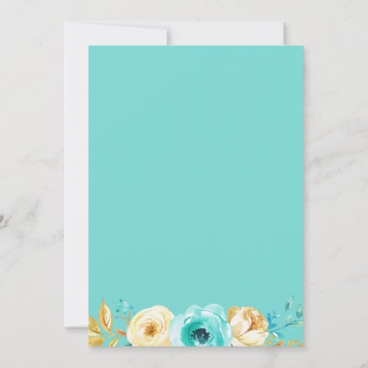 ティファニモダンー金ゴールド植物学フローラブライダルシャワー 招待状 (裏面)