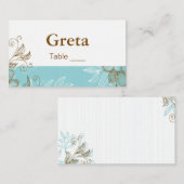 ティファニーおよびブラウンフローラテーブル座席表 プレイスカード (正面/裏面)
