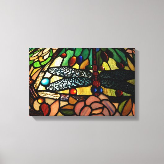 ティファニーのクローズアップステンドグラスのランプシェード キャンバスプリント (正面)