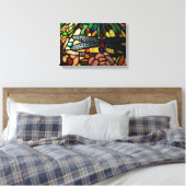 ティファニーのクローズアップステンドグラスのランプシェード キャンバスプリント (インサイチュ (寝室))