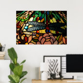 ティファニーのクローズアップステンドグラスのランプシェード ポスター (ホームオフィス)