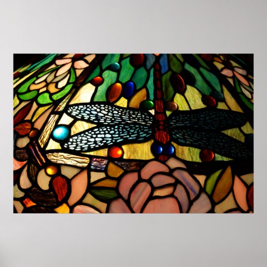ティファニーのクローズアップステンドグラスのランプシェード ポスター (正面)