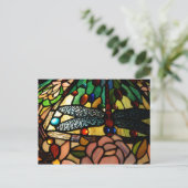 ティファニーのクローズアップステンドグラスのランプシェード ポストカード (スタンド正面)