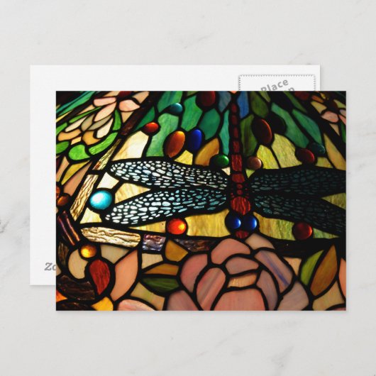 ティファニーのクローズアップステンドグラスのランプシェード ポストカード (正面/裏面)