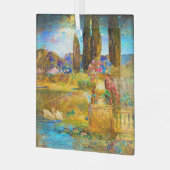 ティファニーのステンドグラスの窓の白鳥 ガラスオーナメント (正面左)