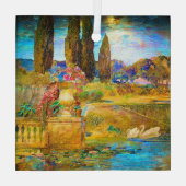 ティファニーのステンドグラスの窓の白鳥 ガラスオーナメント (裏面)