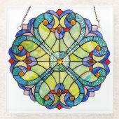 ティファニーのステンドグラスデザイン ガラスコースター (正面)