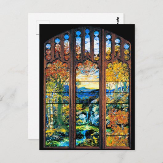 "ティファニーのステンドグラス窓の秋風景 ポストカード (正面/裏面)
