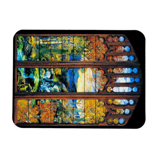 ティファニーのステンドグラス窓の風景 マグネット (横)